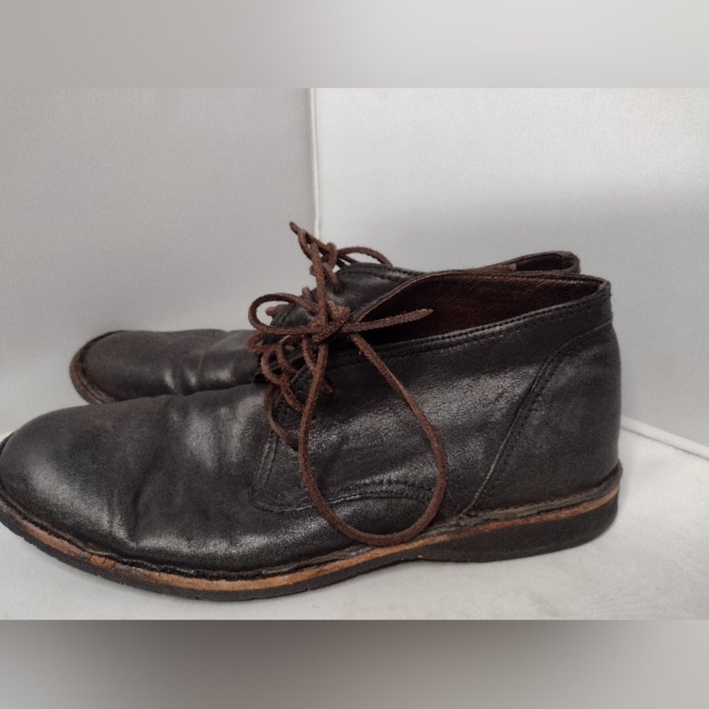 John Varvatos Star USA Chukka Boot Black Leather Size 13 Lace Up Shoes B3